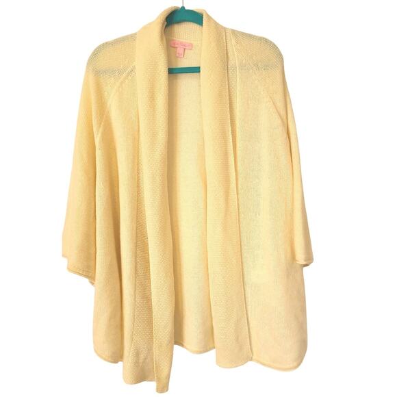 Lilly Pulitzer Cashmere Cardigan Cream Short Sleeve Open Front | S EUC Poncho - Picture 1 of 10